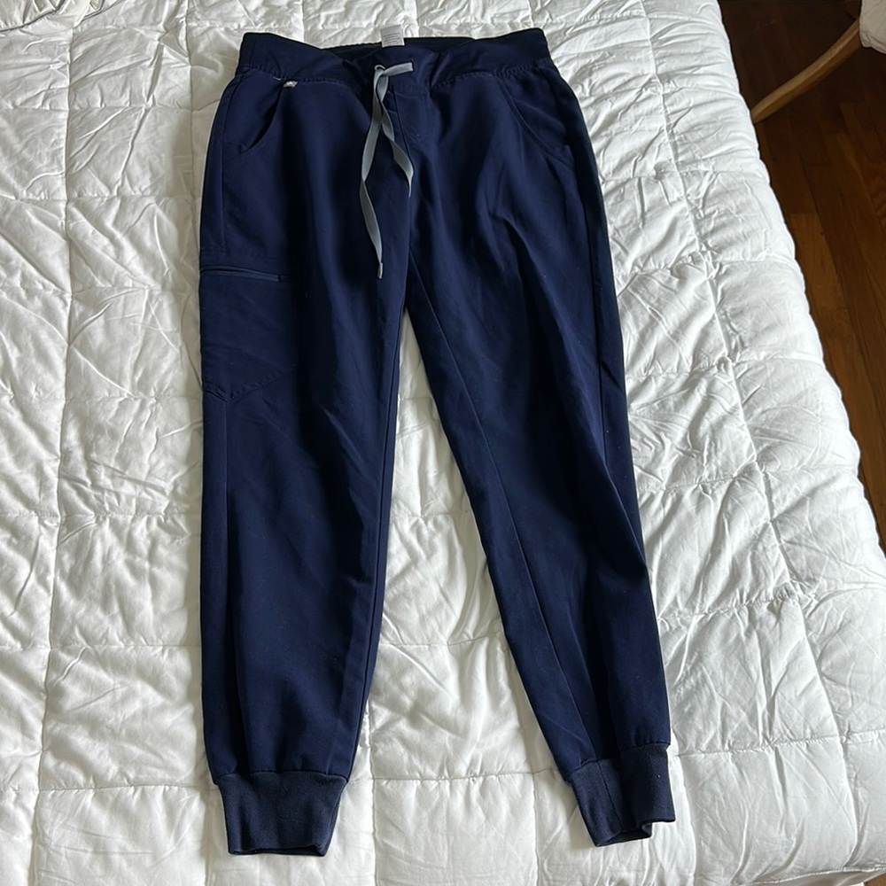 Figs Blue Jogger Sweatpants Elastic Cuffs Tapered Fit